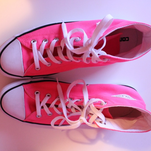 NWOT Converse Neon Pink High Tops, size 12 - Picture 3 of 6
